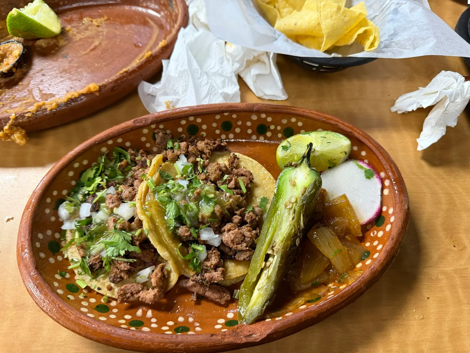 Street tacos on barro